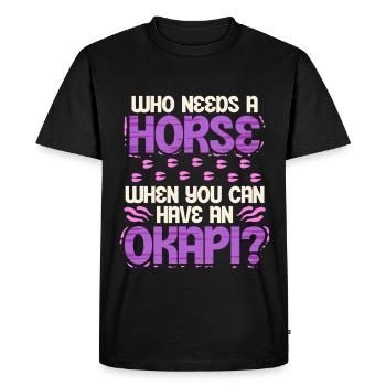 Niveau Okapi : qui a besoin d’un cheval ? - T-shirt Premium bio Homme - noir - Devant - Nico (187cm)