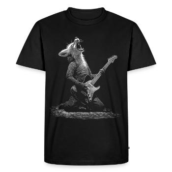 Wild Fox Playing Electric Guitar - Rocker Gift - Men's Premium Organic T-Shirt - black - Front - Nico (187cm)