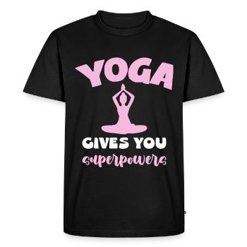 Le yoga vous donne des super-pouvoirs - T-shirt Premium bio Homme - noir - Devant - Nico (187cm)