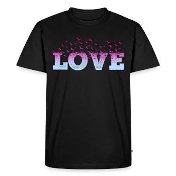 Amour Cœur Amour Oiseaux Romantique Je t’aime - T-shirt Premium bio Homme - noir - Devant - Nico (187cm)