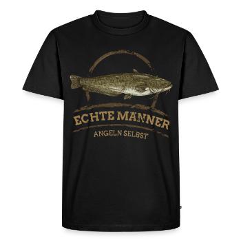 Real Men Catching Catfish - Men's Premium Organic T-Shirt - black - Front - Nico (187cm)
