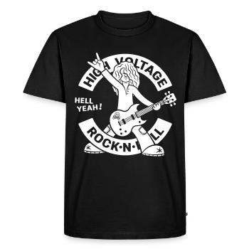 Guitariste de rock rock à haute tension - T-shirt Premium bio Homme - noir - Devant - Nico (187cm)