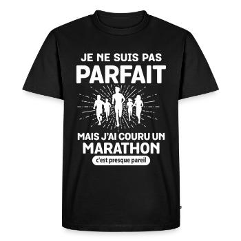 Pas Parfait Mais J’ai Couru un Marathon Humour Run - T-shirt Premium bio Homme - noir - Devant - Nico (187cm)