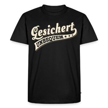 Vintage Lettering Secured Uncomfortable - Men's Premium Organic T-Shirt - black - Front - Nico (187cm)