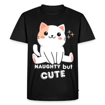 Mischievous and Cute Cat - Men's Premium Organic T-Shirt - black - Front - Nico (187cm)
