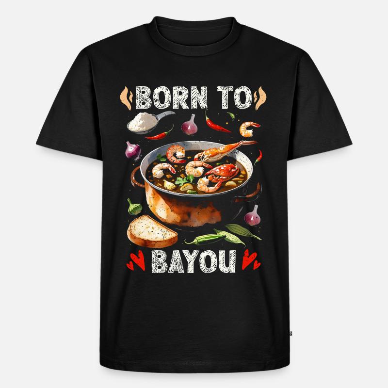 Bayou Essen - Männer Premium Bio T-Shirt - Schwarz