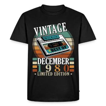 Vintage décembre 1980 Best Of - T-shirt Premium bio Homme - noir - Devant - Nico (187cm)
