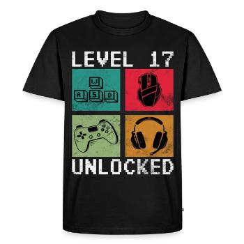 Level 17 Unlocked Retro Gamer - Men's Premium Organic T-Shirt - black - Front - Nico (187cm)