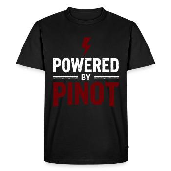 Powered by Pinot Wine Energy Saying - Men's Premium Organic T-Shirt - black - Front - Nico (187cm)
