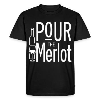 Pour the Merlot Wine Saying for Connoisseurs - Men's Premium Organic T-Shirt - black - Front - Nico (187cm)