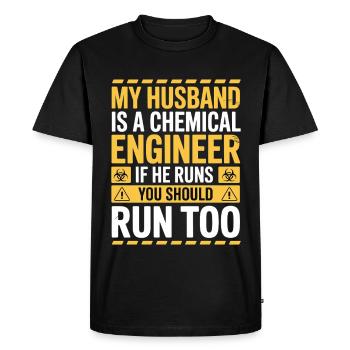 Funny scientific humor about a chemical engineer - Men's Premium Organic T-Shirt - black - Front - Nico (187cm)