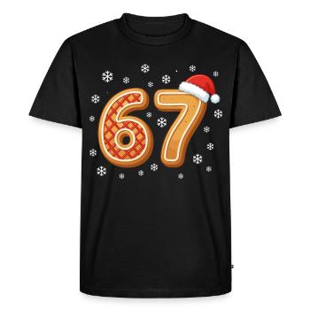67 Noël Drôle de Noël Gingerbread 6 7 Mème du Père Noël - T-shirt Premium bio Homme - noir - Devant - Nico (187cm)