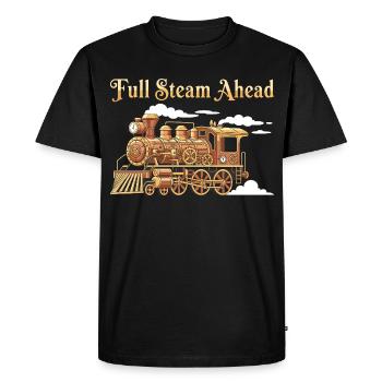Full Steam Ahead Engine Locomotive - Men's Premium Organic T-Shirt - black - Front - Nico (187cm)