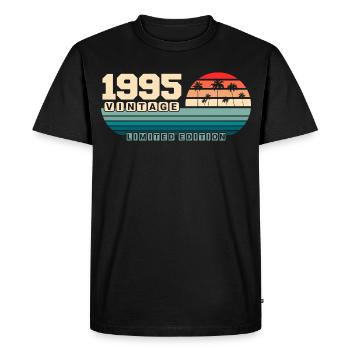 30th Birthday 1995 Vintage 1995 Retro Sunset - Men's Premium Organic T-Shirt - black - Front - Nico (187cm)