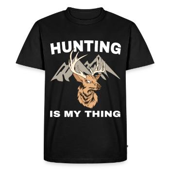 Hunting is my thing - Men's Premium Organic T-Shirt - black - Front - Nico (187cm)
