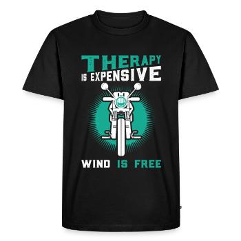 Thérapie coûteuse, sans vent – motif moto - T-shirt Premium bio Homme - noir - Devant - Nico (187cm)