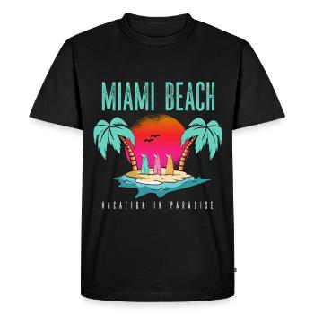 Escapade Paradisiaque à Miami Beach - T-shirt Premium bio Homme - noir - Devant - Nico (187cm)