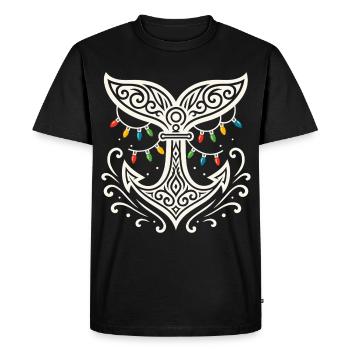 Maritime Christmas Whale Fin with Anchor - Men's Premium Organic T-Shirt - black - Front - Nico (187cm)