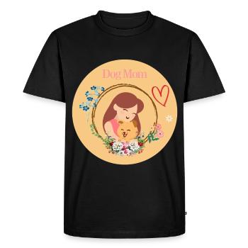 Maman de chien dans une couronne de fleurs - T-shirt Premium bio Homme - noir - Devant - Nico (187cm)