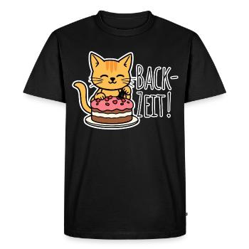 C’est l’heure de la pâtisserie ! Le chat mignon va maintenant cuire ! - T-shirt Premium bio Homme - noir - Devant - Nico (187cm)