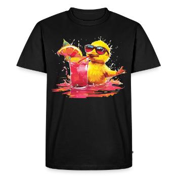 Fille cool avec cocktail et lunettes de soleil - T-shirt Premium bio Homme - noir - Devant - Nico (187cm)