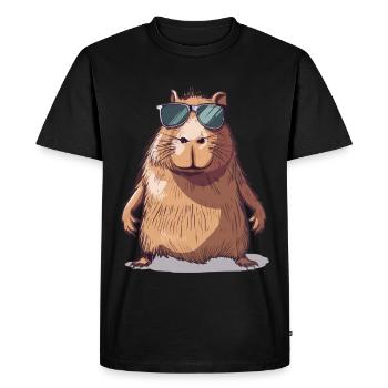 Comic de capybara décontracté avec lunettes de soleil - T-shirt Premium bio Homme - noir - Devant - Nico (187cm)