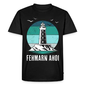 Baltic Sea FEHMARN AHOI Lighthouse Retro Funny - Men's Premium Organic T-Shirt - black - Front - Nico (187cm)