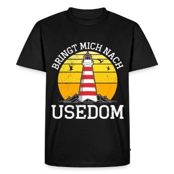 Baltic Sea TAKES ME TO USEDOM Lighthouse Funny - Men's Premium Organic T-Shirt - black - Front - Nico (187cm)