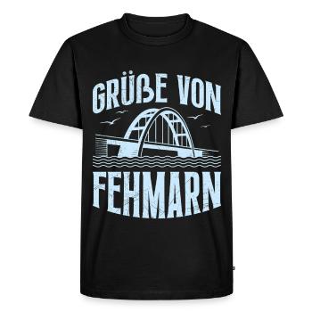 Baltic Sea Holiday Greetings from Fehmarn Fun - Men's Premium Organic T-Shirt - black - Front - Nico (187cm)