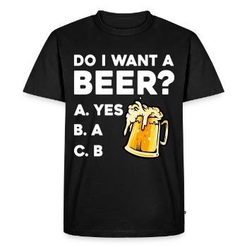 Beer question: Cheers humor - Men's Premium Organic T-Shirt - black - Front - Nico (187cm)