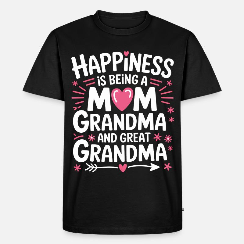 Happiness Design: Mama Oma Großmutter - Männer Premium Bio T-Shirt - Schwarz