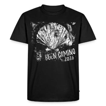 Buen Camino 2026 | Way of St. James, Pilgrims, Santiago - Men's Premium Organic T-Shirt - black - Front - Nico (187cm)