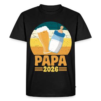 Papa 2026 Futur Papa Annonce de Bébé Futur Père - T-shirt Premium bio Homme - noir - Devant - Nico (187cm)