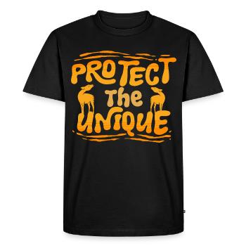 Niveau Okapi Protéger l’Unique - T-shirt Premium bio Homme - noir - Devant - Nico (187cm)