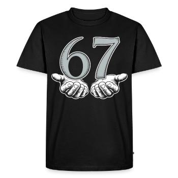 Drôle 67 Meme Mains Gen Alpha Humour - T-shirt Premium bio Homme - noir - Devant - Nico (187cm)