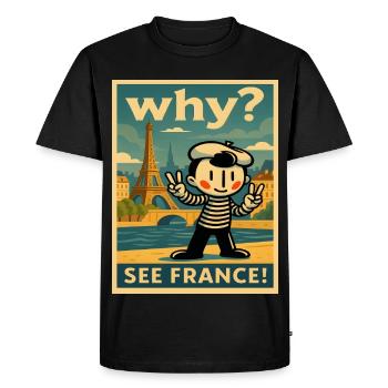 Why? See France Poster - Men's Premium Organic T-Shirt - black - Front - Nico (187cm)