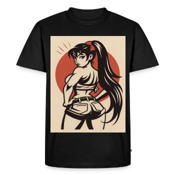 Pin-up d’une combattante - T-shirt Premium bio Homme - noir - Devant - Nico (187cm)