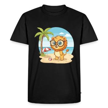Lion mignon avec des lunettes vacances d’été à plage - T-shirt Premium bio Homme - noir - Devant - Nico (187cm)