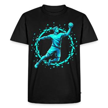 Cadeau d’entraînement à la chaleur passion du handball - T-shirt Premium bio Homme - noir - Devant - Nico (187cm)