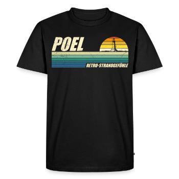 Baltic Sea RETRO BEACH FEELINGS POEL Souvenier Funny - Men's Premium Organic T-Shirt - black - Front - Nico (187cm)