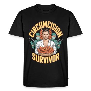 Circumcision Survivor Unwearable Bootleg - Men's Premium Organic T-Shirt - black - Front - Nico (187cm)