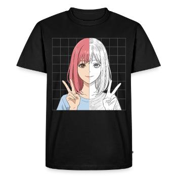 Anime Sketching Half Color Half Line Art - Men's Premium Organic T-Shirt - black - Front - Nico (187cm)