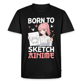 Né pour dessiner des animes - T-shirt Premium bio Homme - noir - Devant - Nico (187cm)