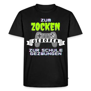 Né pour jouer – l’école obligatoire est agaçante - T-shirt Premium bio Homme - noir - Devant - Nico (187cm)