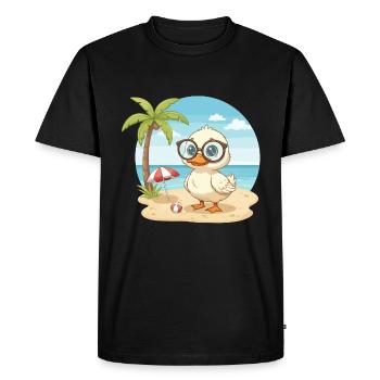 Cute Duck with Glasses Beach Summer Vacation - Men's Premium Organic T-Shirt - black - Front - Nico (187cm)