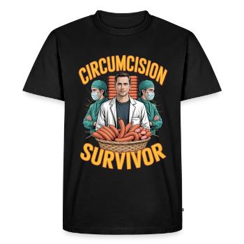 Circumcision Survivor Unwearable Bootleg - Men's Premium Organic T-Shirt - black - Front - Nico (187cm)