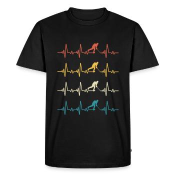 Retro Heartbeat Hockey - Men's Premium Organic T-Shirt - black - Front - Nico (187cm)