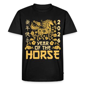 Year Of Horse Chinese Zodiac Lunar New Year - Men's Premium Organic T-Shirt - black - Front - Nico (187cm)