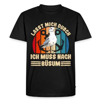 Mer du Nord LAISSEZ-MOI PASSER DOIT ALLER À BÜSUM Lustig - T-shirt Premium bio Homme - noir - Devant - Nico (187cm)