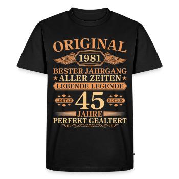 1981 Millésime parfaitement maturé 45e anniversaire - T-shirt Premium bio Homme - noir - Devant - Nico (187cm)